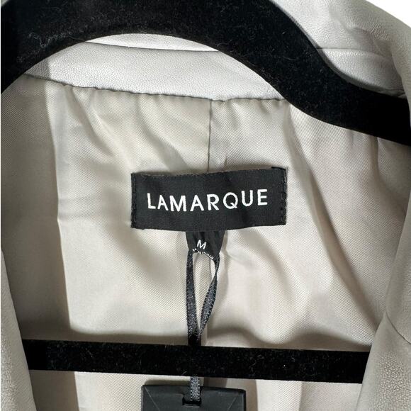 NWT Lamarque Felina Oversized Leather Blazer Moon Gray Medium Loose Baggy - Picture 9 of 11